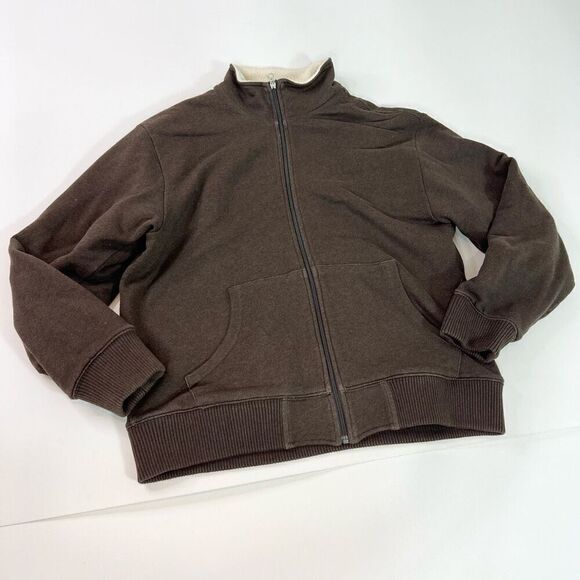 Vintage Old Navy Sweater Womens Large Brown Cotton Blend Long Sleeve Full Zip - Picture 1 of 9